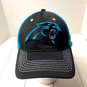 Carolina Panthers Hat Cap Fitted Mens Black Blue '47 NFL Football L-XL EUC